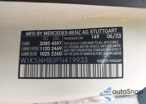 2023 Mercedes-Benz Cla 250 Coupe 4Matic z USA, uszkodzony, nr VIN W1K5J4HB3PN419933